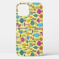 Magical Mushrooms Doodle Seamless Pattern