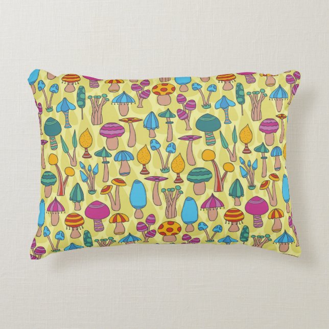 Magical Mushrooms Doodle Seamless Pattern Decorative Cushion (Front)