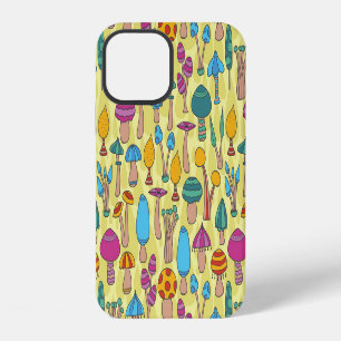 Magical Mushrooms Doodle Seamless Pattern iPhone 12 Case