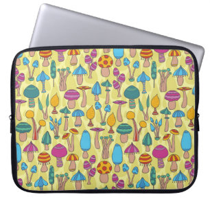 Magical Mushrooms Doodle Seamless Pattern Laptop Sleeve