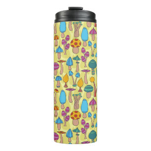 Magical Mushrooms Doodle Seamless Pattern Thermal Tumbler