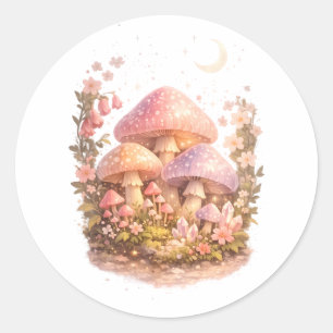 Magical Mushrooms Pastel Fairy Cottagecore Vibes Classic Round Sticker