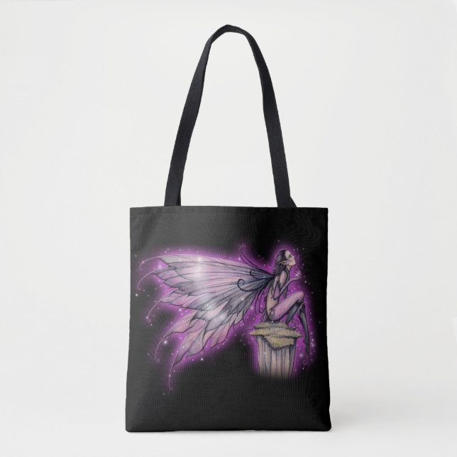 Magical Mystical Fairy Fantasy Art Purple Fairies Tote Bag (Front)