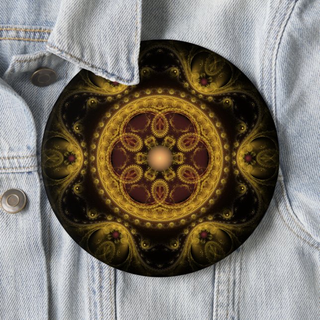 Magical mystical fairy fractal pattern mandala 6 cm round badge (In Situ)