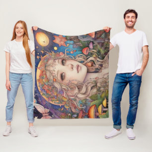 Magical Mystical Fantasy Girl Fleece Blanket