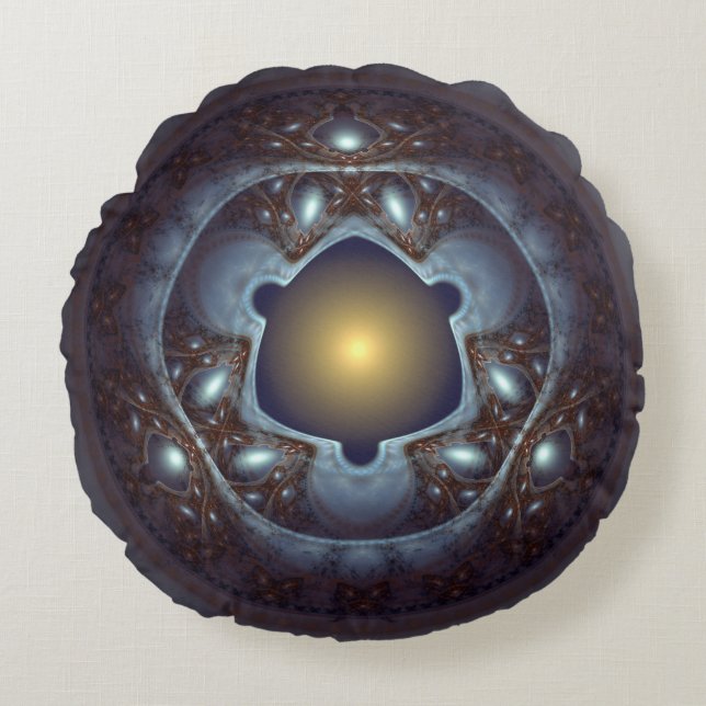Magical mystical frilly ornament round cushion (Front)