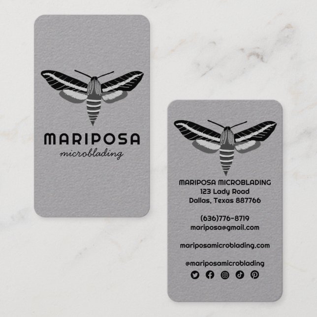 Magical Mystical MOTH Aesthetician Beauty Salon Business Card (Front/Back)