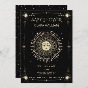 Magical mystical tarot boho sun Baby Shower Invitation