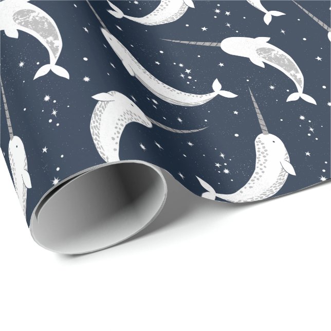 Magical Narwhals in Space Wrapping Paper (Roll Corner)