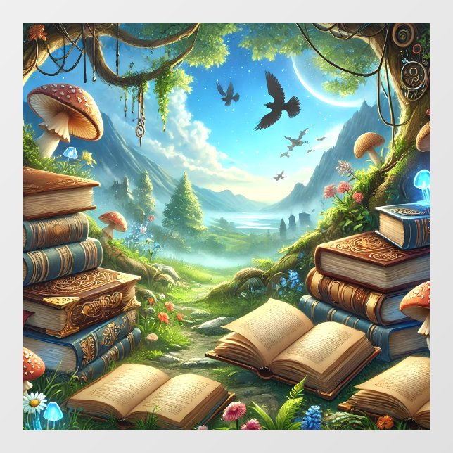 Magical Nature and Old Books Window Cling (Sheet)