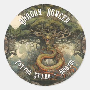 Magical Nature Japanese Bonsai Tree Dragon Classic Round Sticker