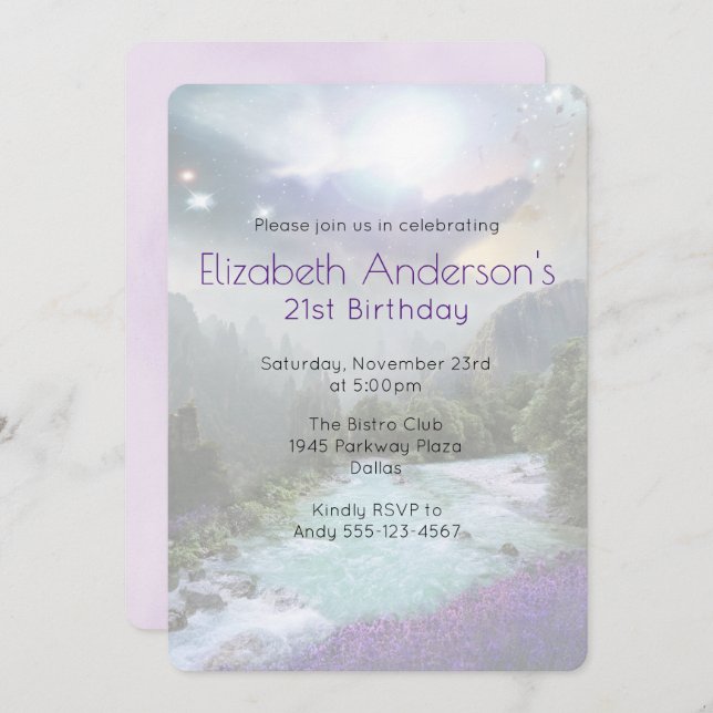 Magical Nature Landscape Birthday Invite (Front/Back)