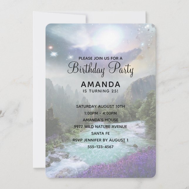 Magical Nature Landscape Scenic Birthday Invite (Front)