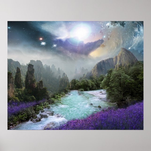 Magical Nature Landscape with Rushing Water Poster (Front)