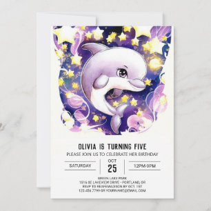 Magical Nautical Kids' Dolphin Birthday Invitation