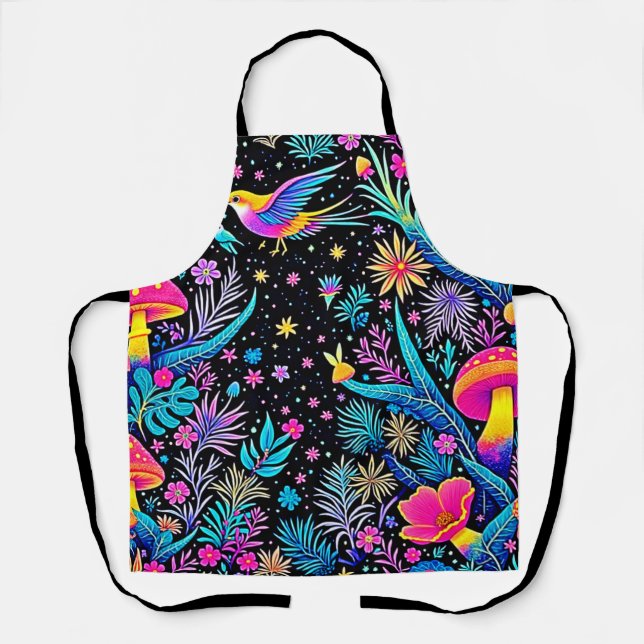 Magical Neon Forest Night Dream Design Apron (Front)