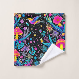 Magical Neon Forest Night Dream Design Bath Towel Set