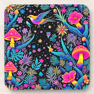 Magical Neon Forest Night Dream Design Coaster