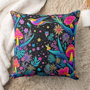 Magical Neon Forest Night Dream Design Cushion