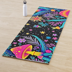Magical Neon Forest Night Dream Design Yoga Mat