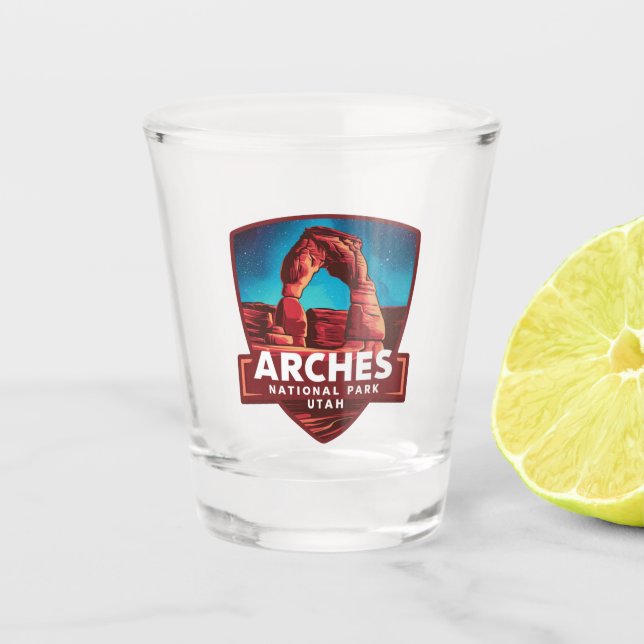 Magical Night in Arches National Park Shot Glass (Front)