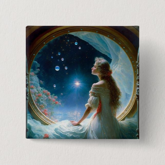 Magical Night Scene Fantasy Art 15 Cm Square Badge (Front)