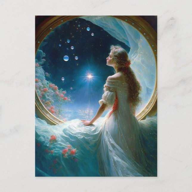 Magical Night Scene Fantasy Art Postcard (Front)