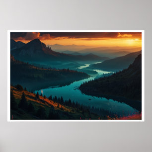 Magical Northern Lights Landscape Poster