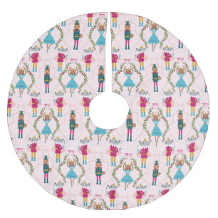 Magical Nutcracker Pattern Pink Brushed Polyester Tree Skirt