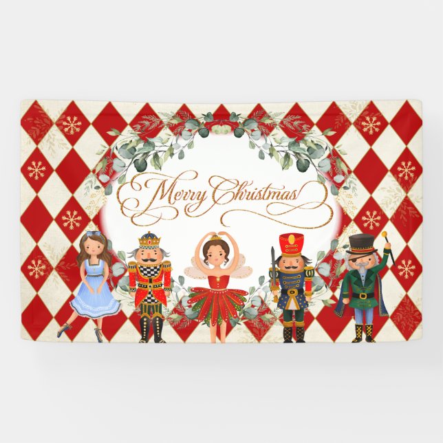 Magical Nutcraker Merry Christmas Holiday Party Banner (Horizontal)