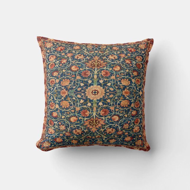 Magical Oriental Rug Pattern in Blue and Red Cushion (Front)