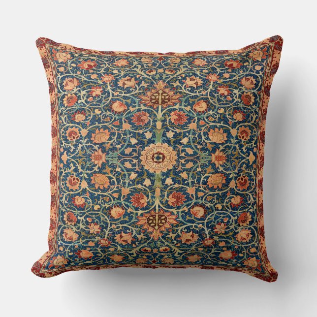 Magical Oriental Rug Pattern in Blue and Red Cushion (Front)
