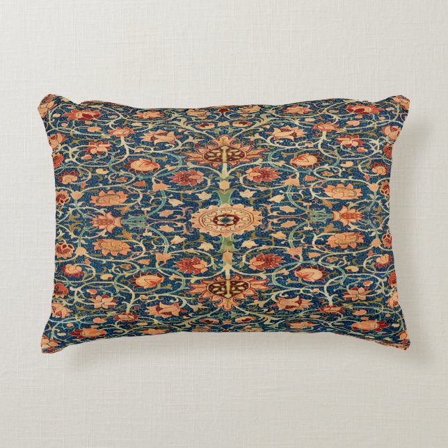Magical Oriental Rug Pattern in Blue and Red Decorative Cushion (Front)