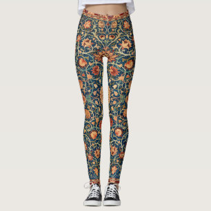 Magical Oriental Rug Pattern in Blue and Red Leggings