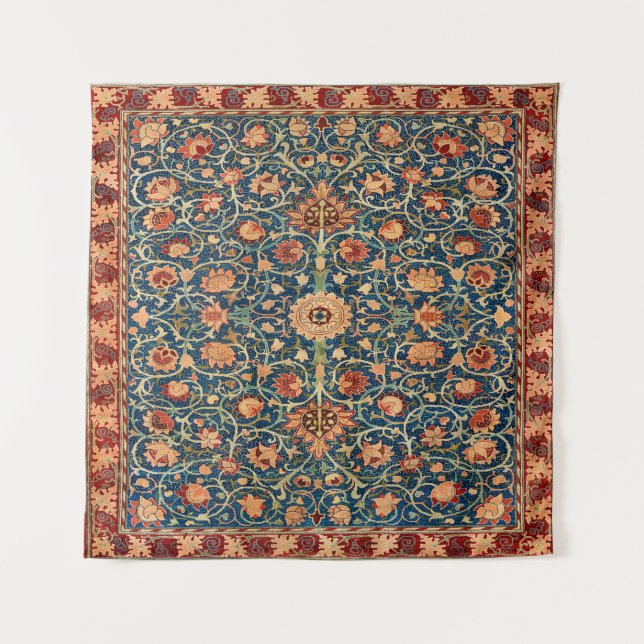 Magical Oriental Rug Pattern in Blue and Red Tapestry (Front)