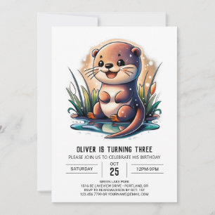 Magical Otter Custom Birthday Invitation