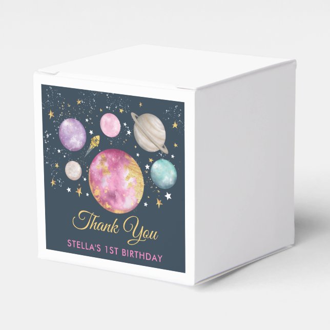 Magical Outer Space First Trip Around Sun Birthday Favour Box (Front Side)
