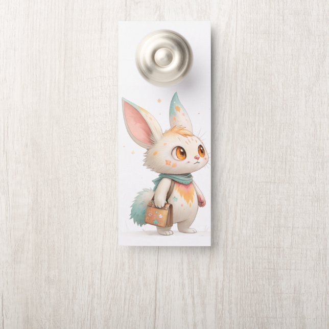 Magical Paint-Splashed Rabbit-Cat Creature Door Hanger (On Knob)