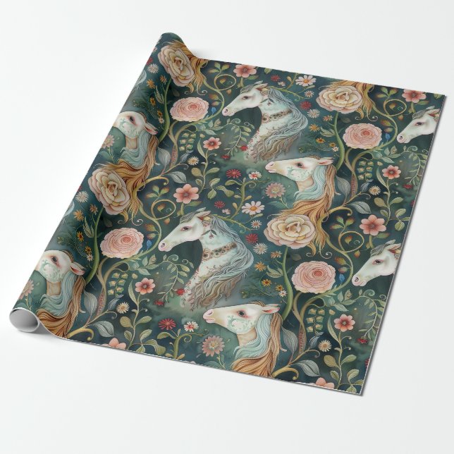 Magical Painted Horses Painted Horses  Wrapping Paper (Unrolled)