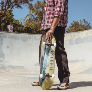 Magical Paradise Mountains Art Monogrammed Skateboard