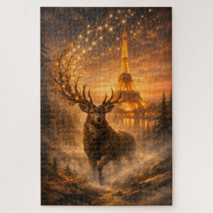 Magical Paris Stag Eiffel Tower Autumn Jigsaw Puzzle
