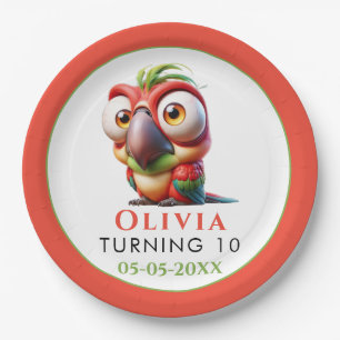 Magical Parrot Caricatures 1st Birthday Paper Plate