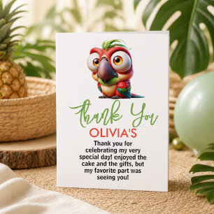 Magical Parrot Caricatures 1st Birthday Thank You Card