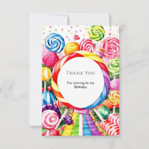 Magical Pastel Candyland Birthday Thank You Card