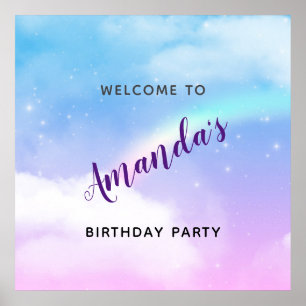 Magical Pastel Clouds and a Rainbow Birthday Poster
