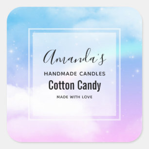 Magical Pastel Clouds and a Rainbow Candle Biz Square Sticker
