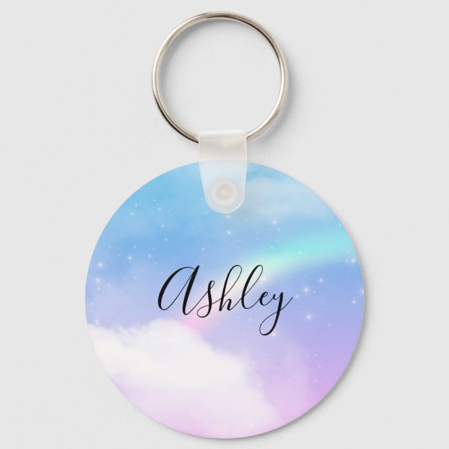 Magical Pastel Clouds and a Rainbow Key Ring (Front)