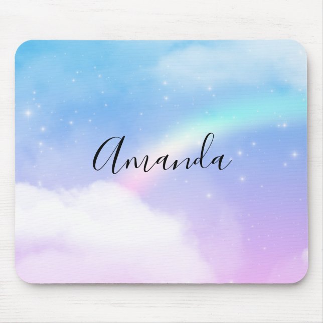 Magical Pastel Clouds and a Rainbow Mouse Mat (Front)