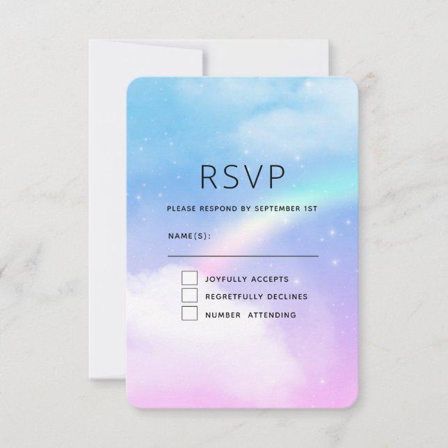 Magical Pastel Clouds and a Rainbow RSVP Card (Front)
