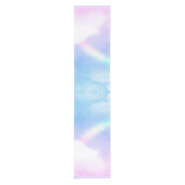 Magical Pastel Clouds and a Rainbow Short Table Runner (Front)